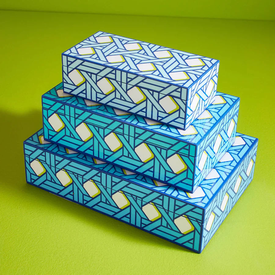 Caja Lacada Basketweave Mediana. Jonathan Adler