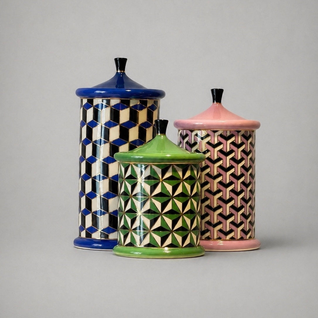Versailles Porcelain Canister Blue. Jonathan Adler