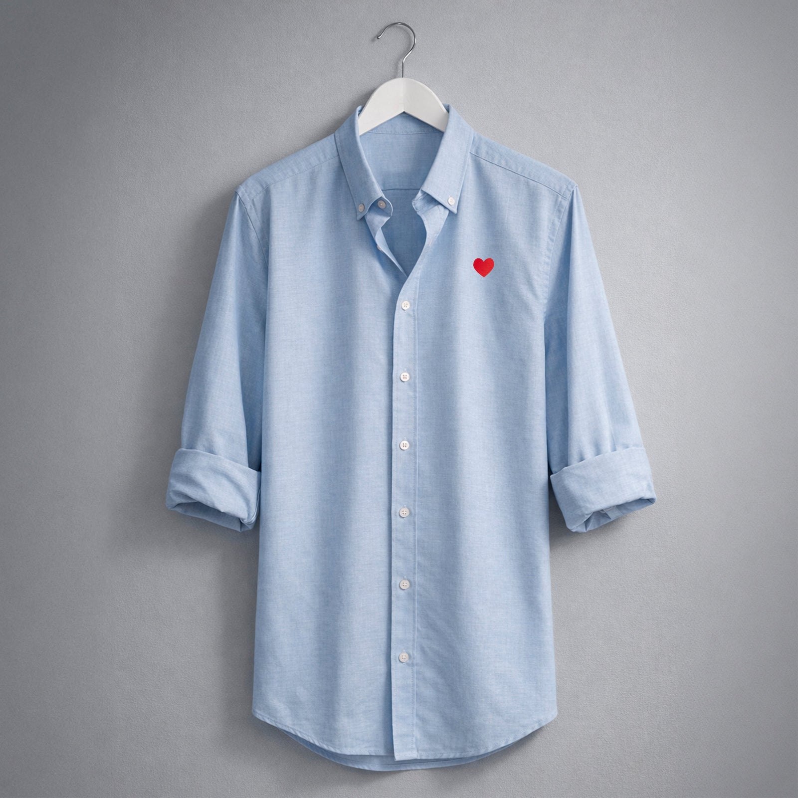 Camisa Oxford Azul Corazón