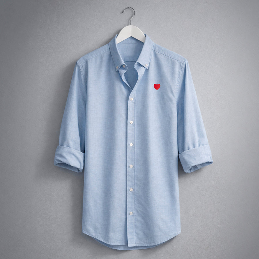Camisa Oxford Azul Corazón