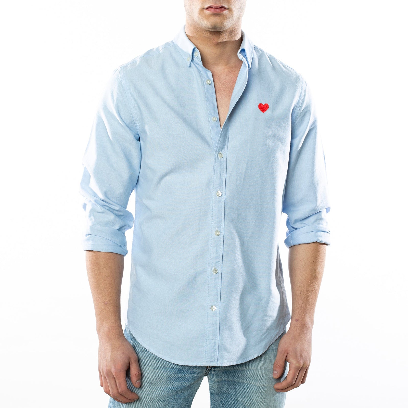 Camisa Oxford Azul Corazón