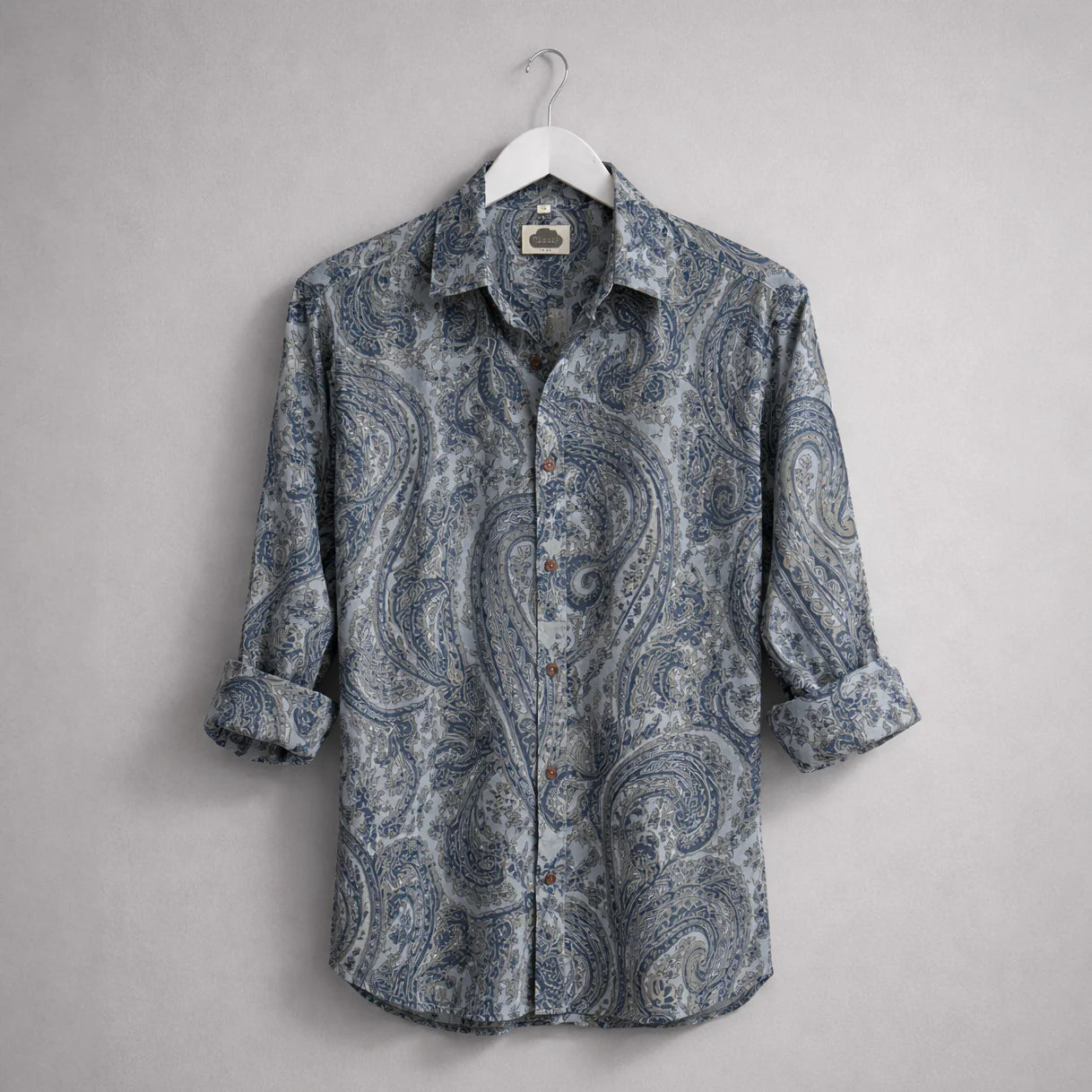 Camisa Paisley Azul Claro