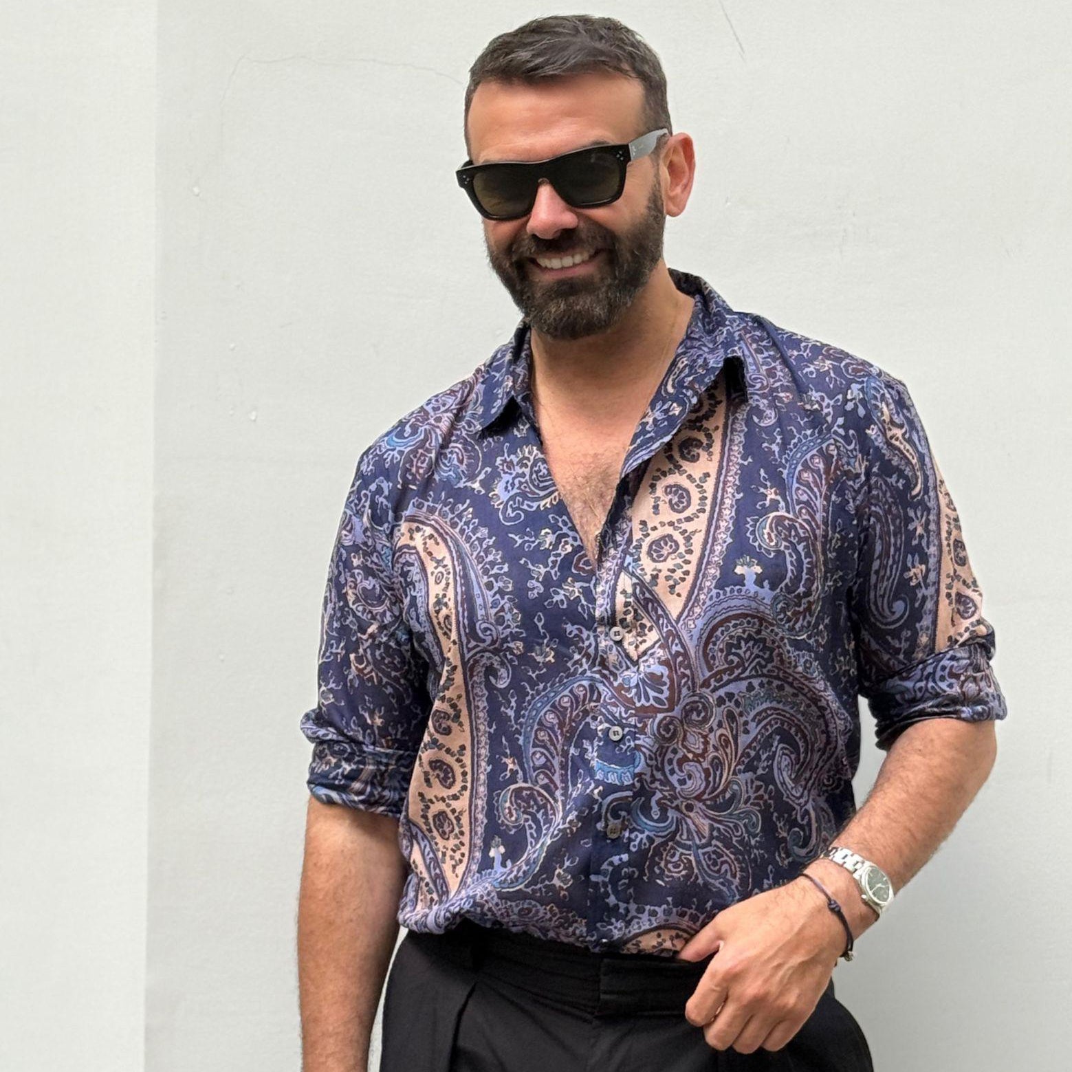 Camisa Paisley Azul Marino