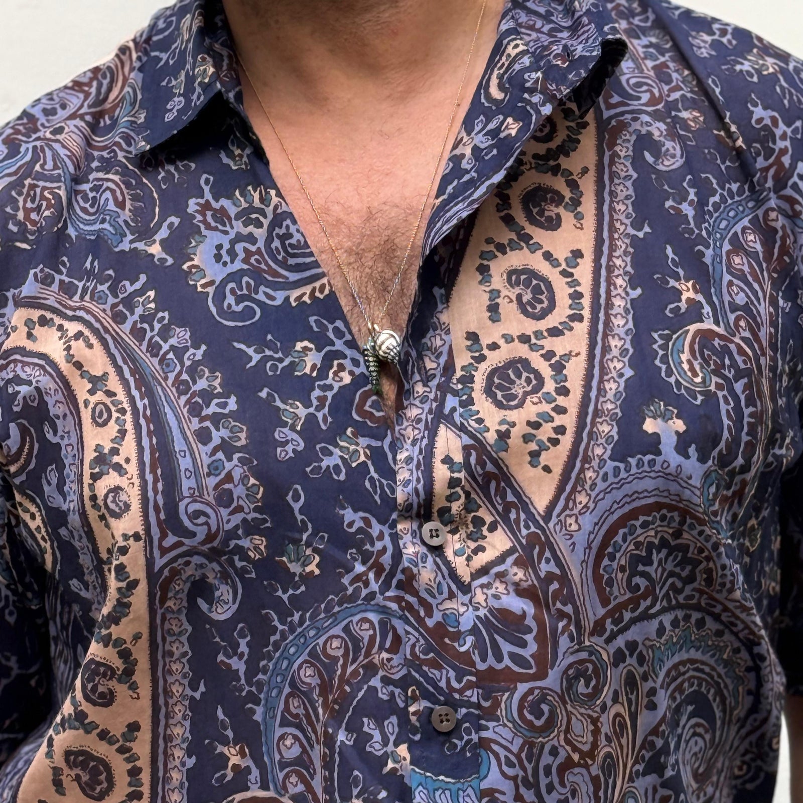 Camisa Paisley Azul Marino