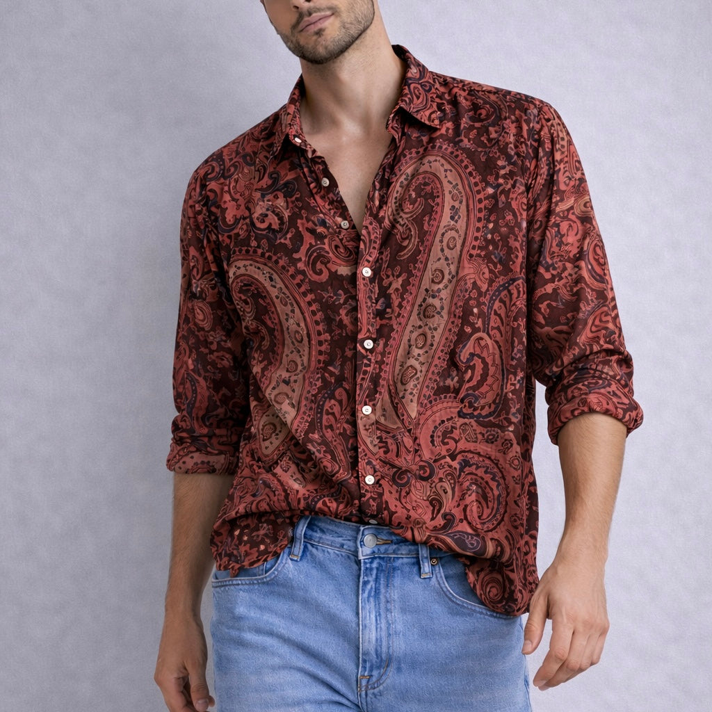 Burgundy Paisley Shirt
