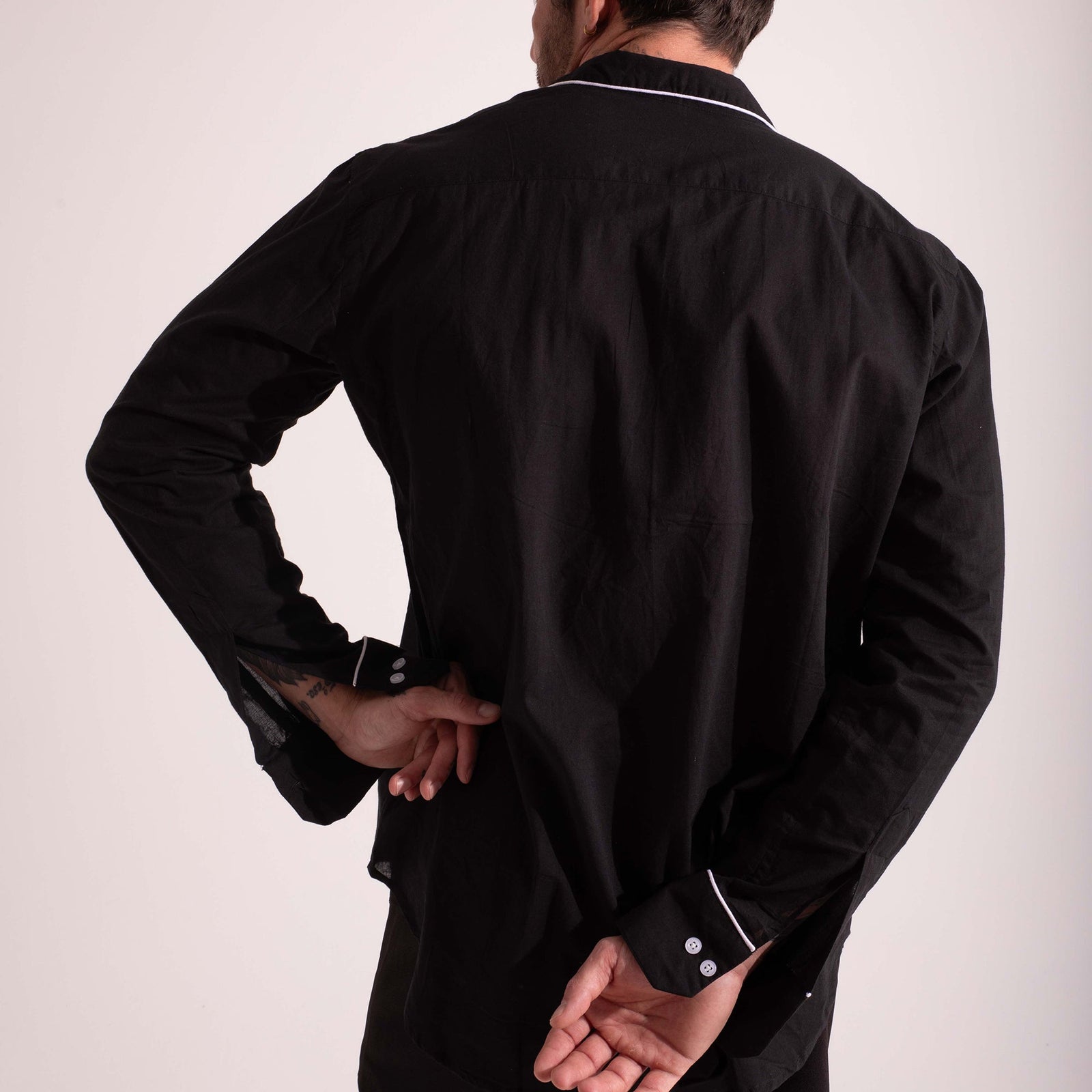 Camisa Pijama Manga Larga Negra