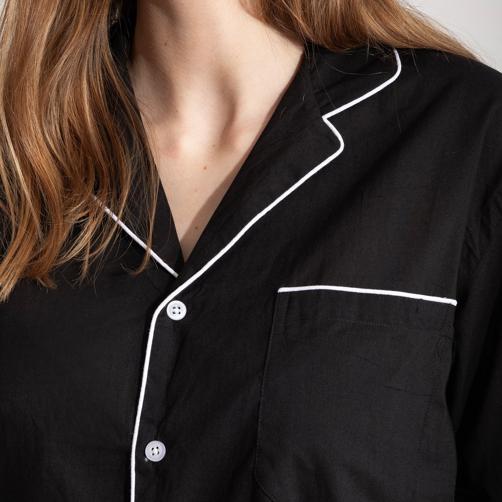 Camisa Pijama Manga Larga Negra