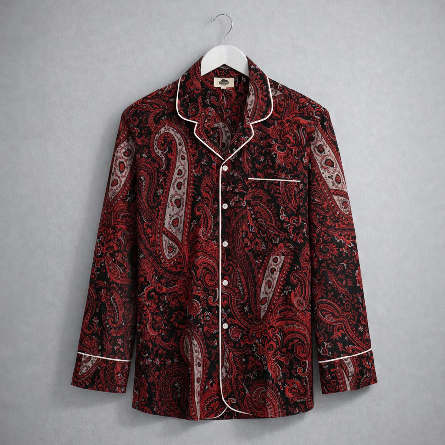 Paisley Red Long Sleeve Pyjama Shirt