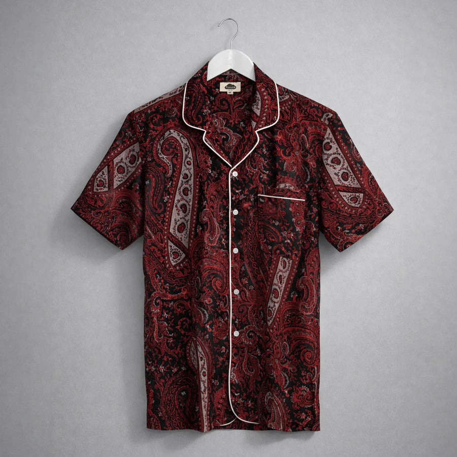 Paisley Red Short Sleeve Pyjama Shirt