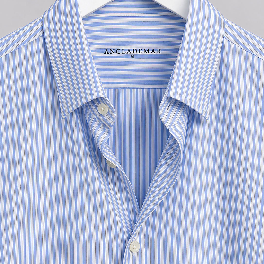Camisa Popelín Relaxed Rayas Azules