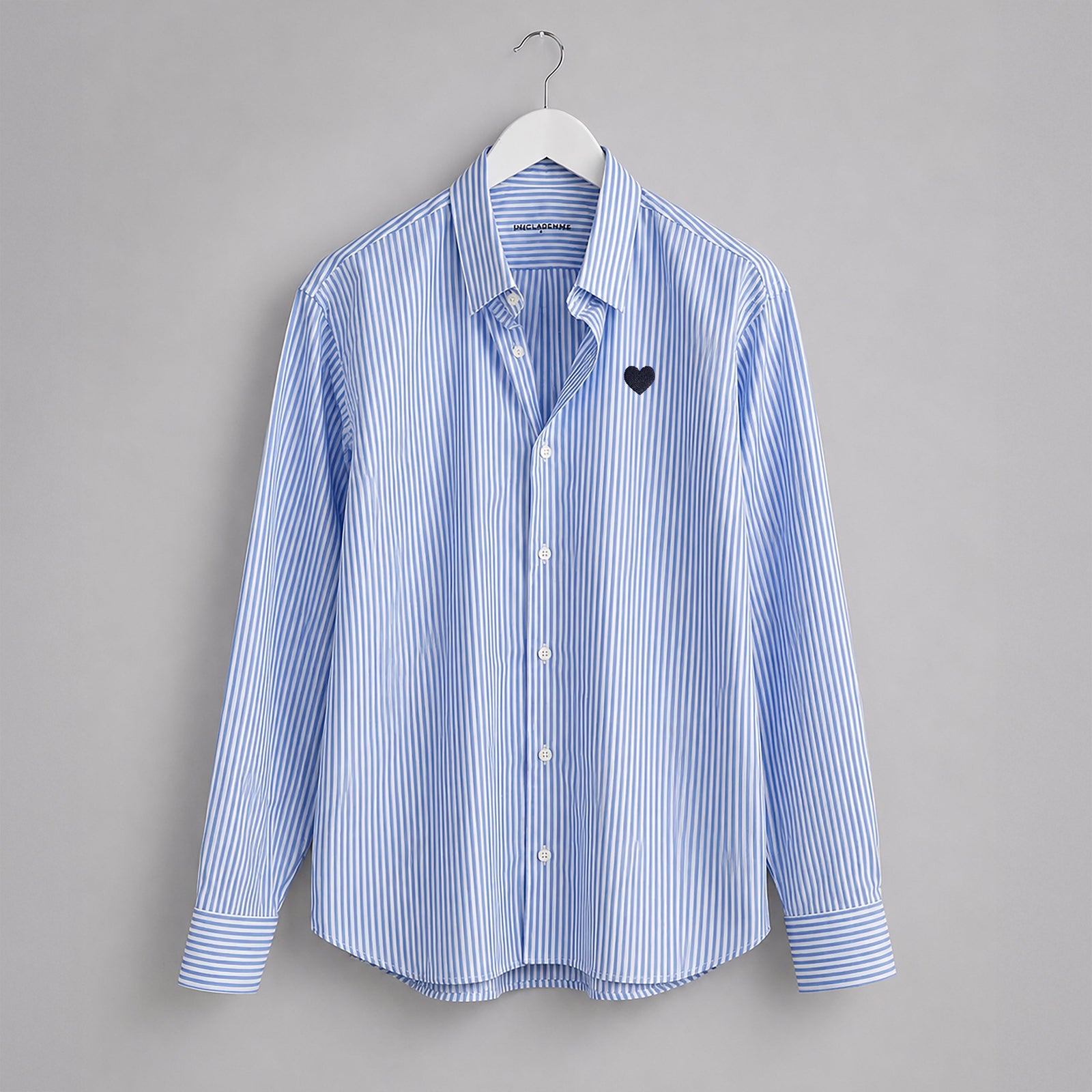Camisa Popelín Relaxed Rayas Azules Corazón
