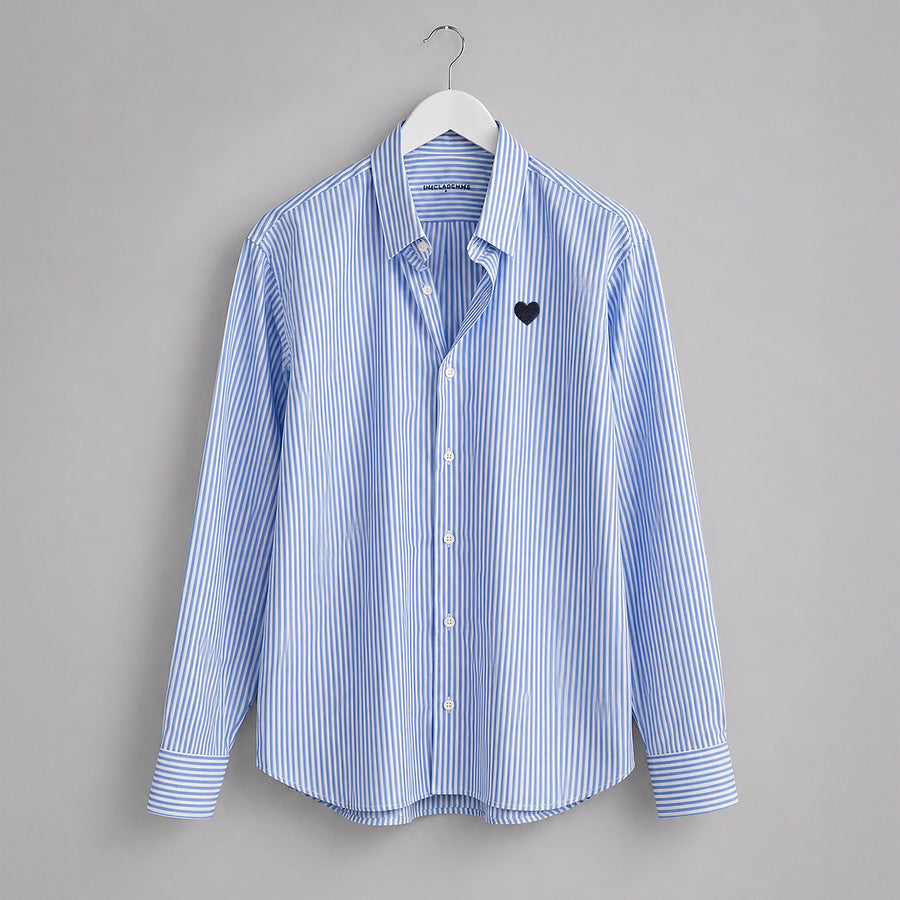 Camisa Popelín Relaxed Rayas Azules Corazón