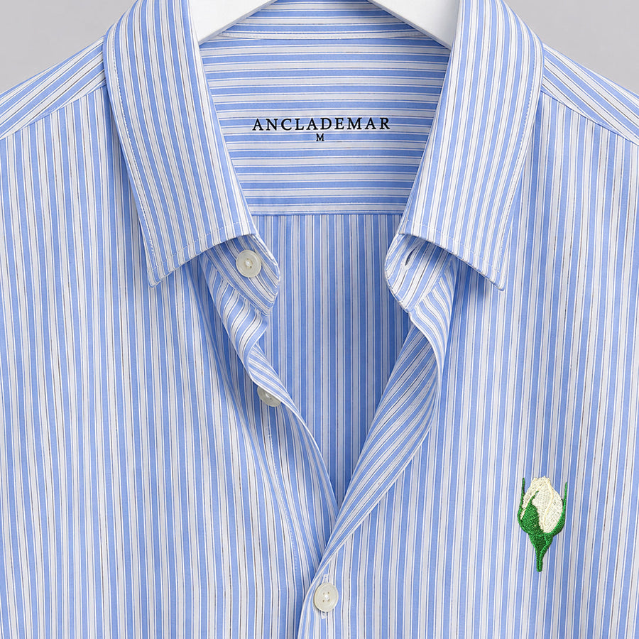 Camisa Popelín Relaxed Rayas Azules. The Rosebud