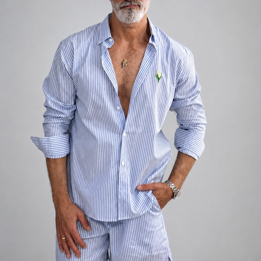 Camisa Popelín Relaxed Rayas Azules. The Rosebud