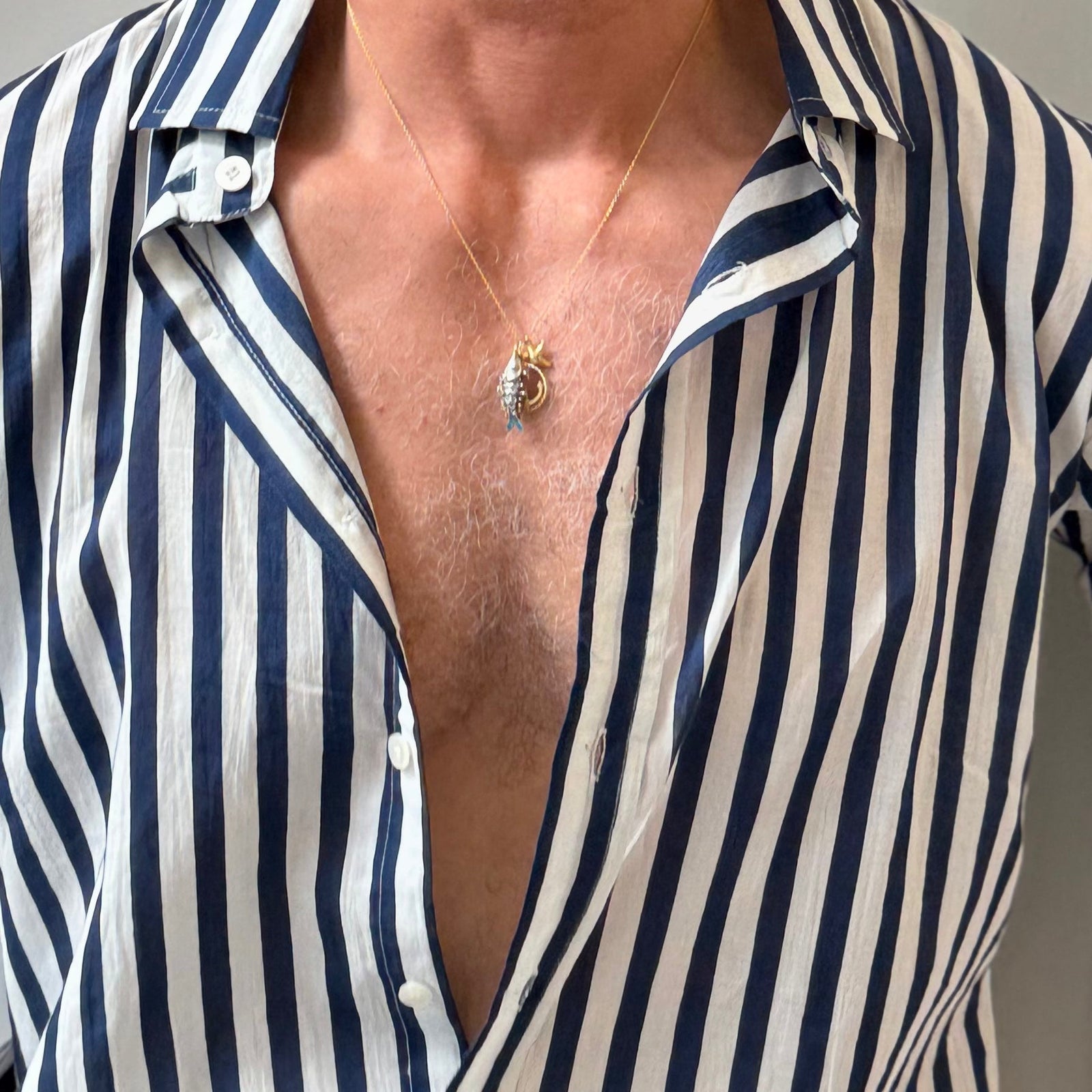 Navy Blue Stripped Cotton Shirt