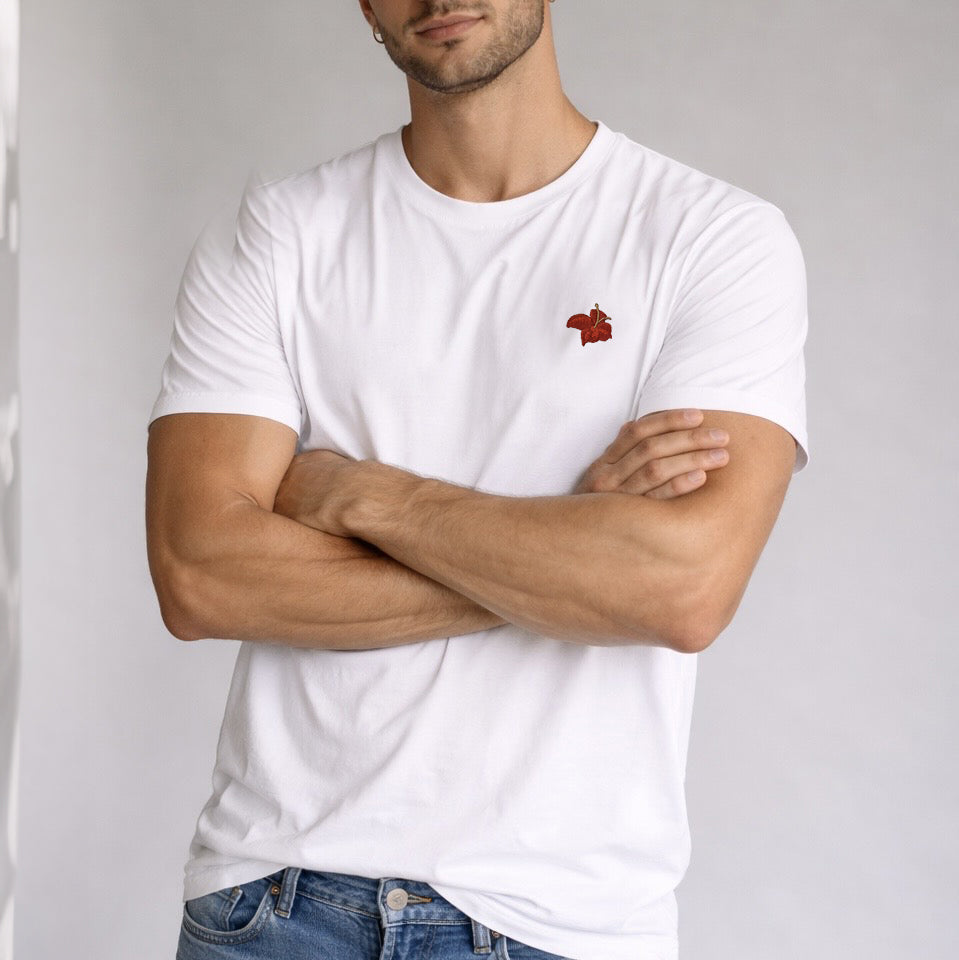 White T-Shirt. Flower