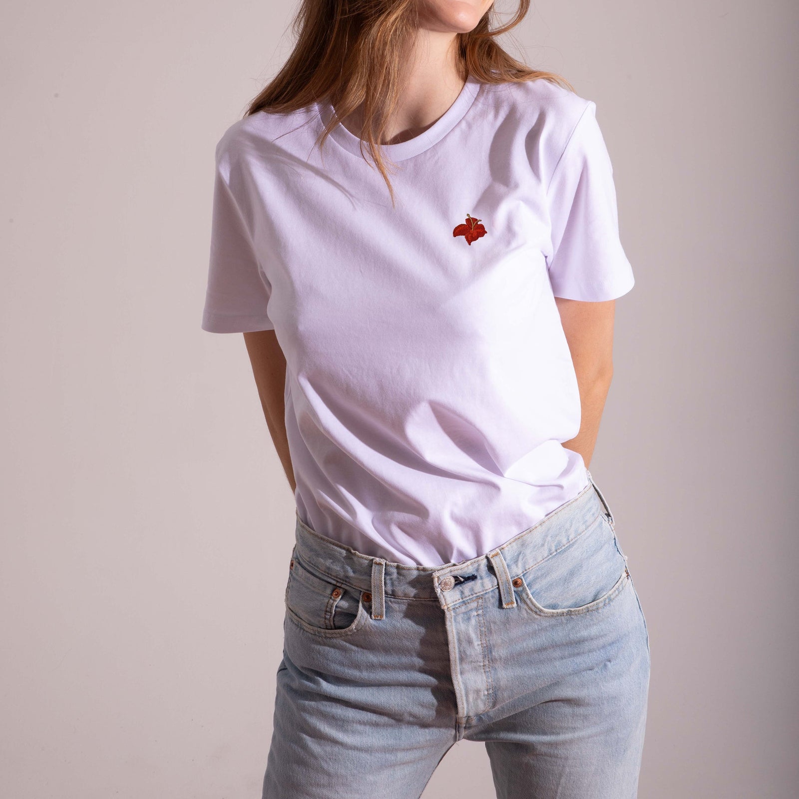 White T-Shirt. Flower