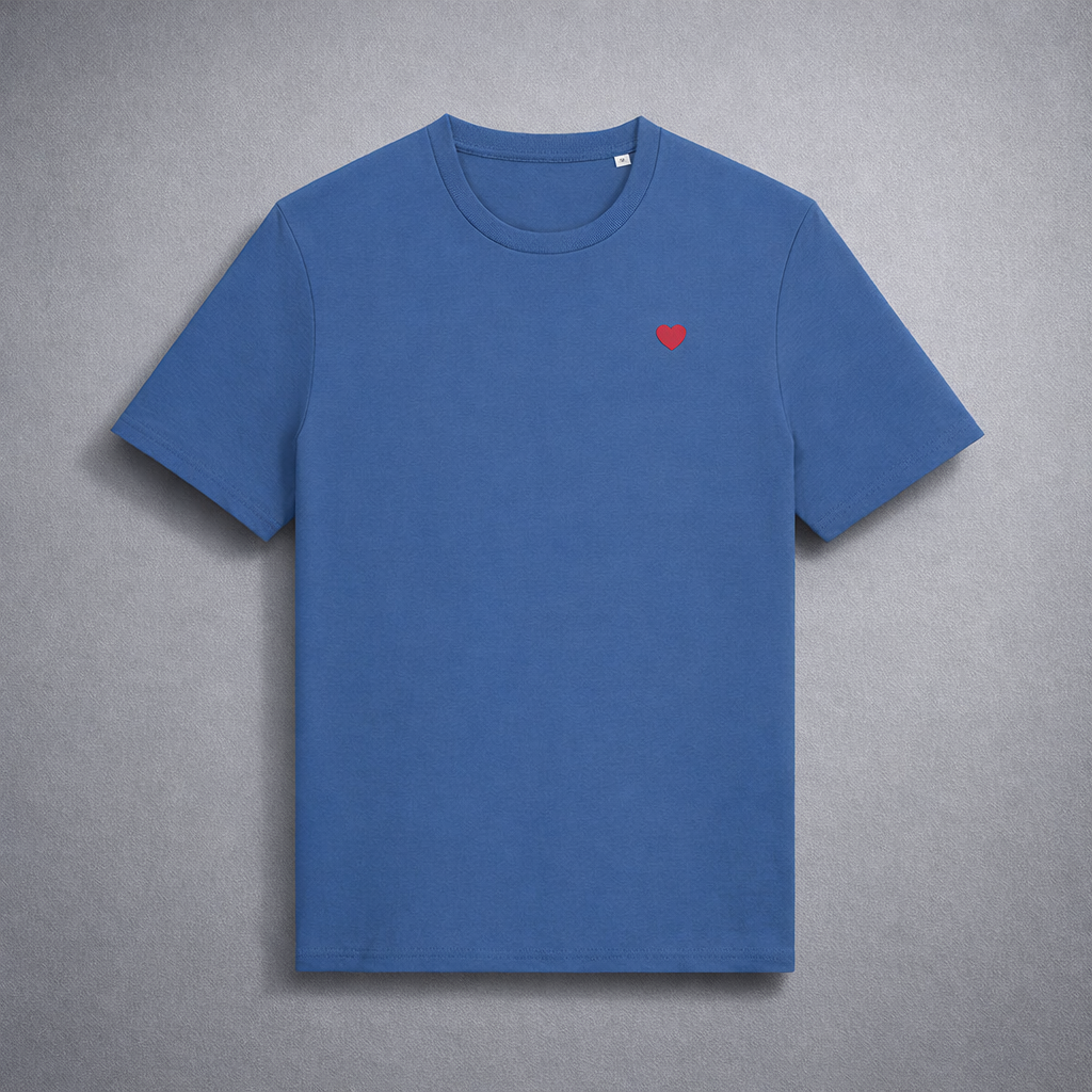 Camiseta Azul Corazón Bordado