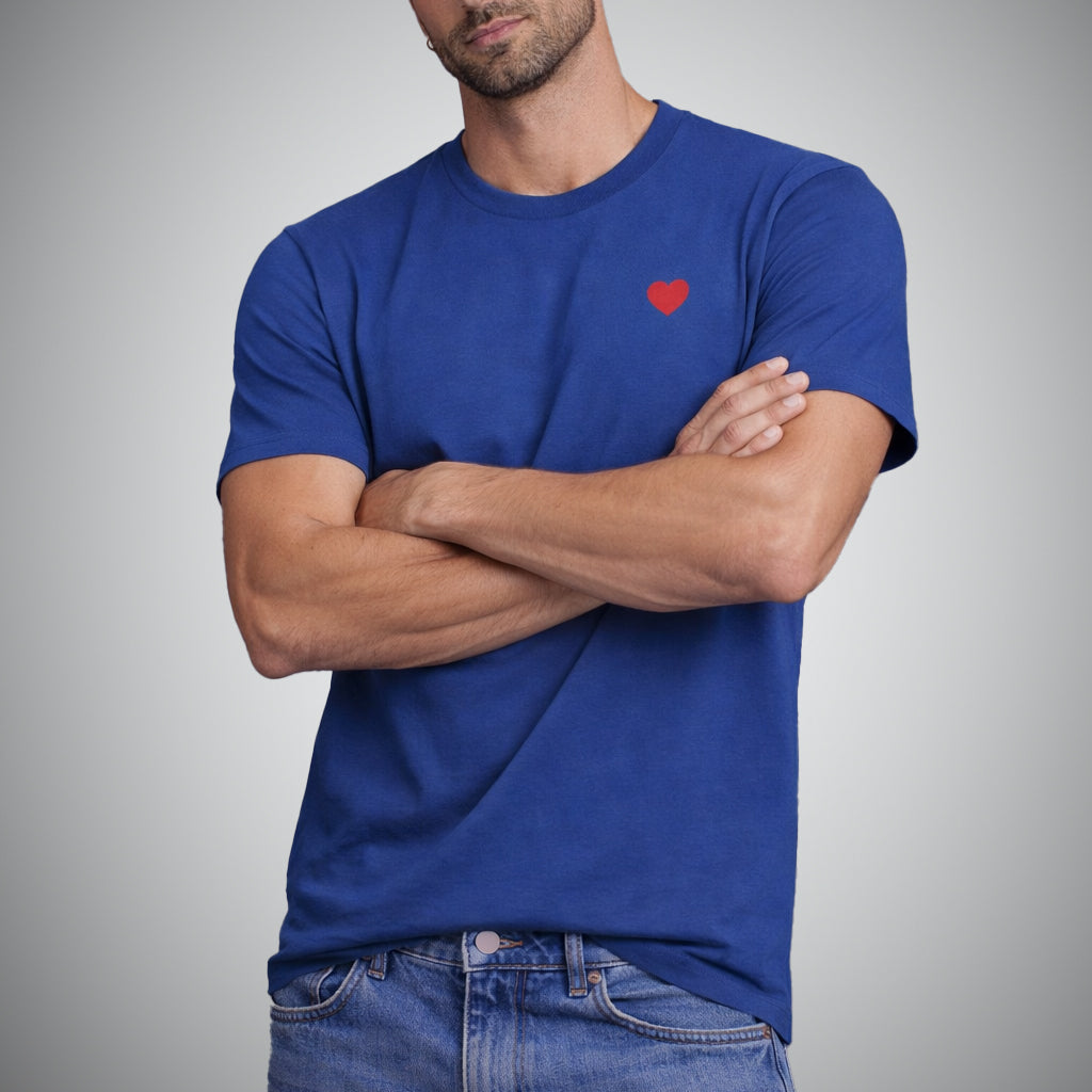 Camiseta Azul Corazón Bordado