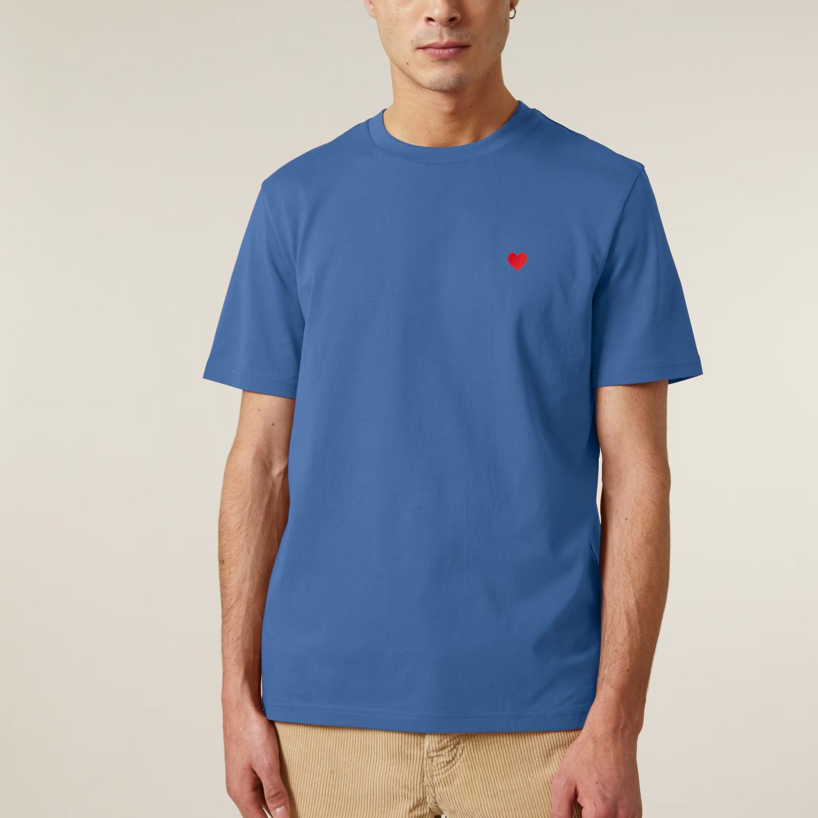 Camiseta Azul Corazón Bordado