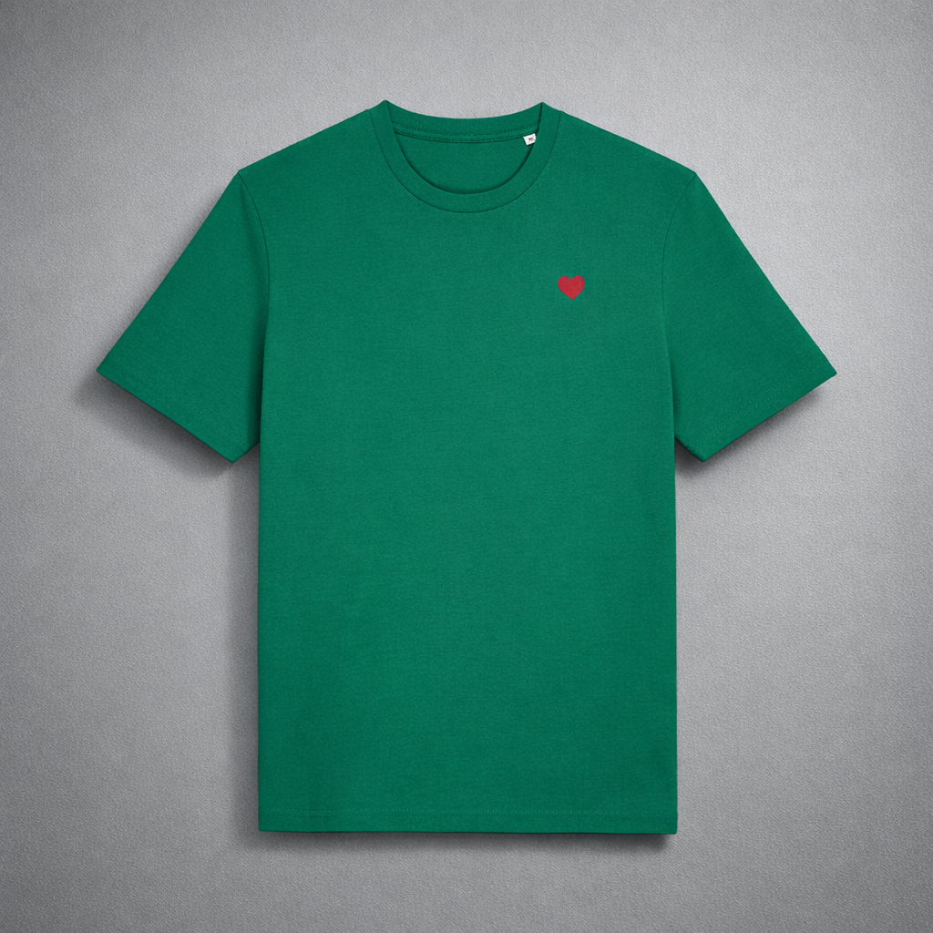 Camiseta Verde Corazón Bordado