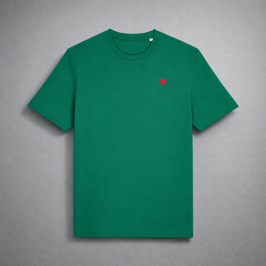 Camiseta Verde Corazón Bordado