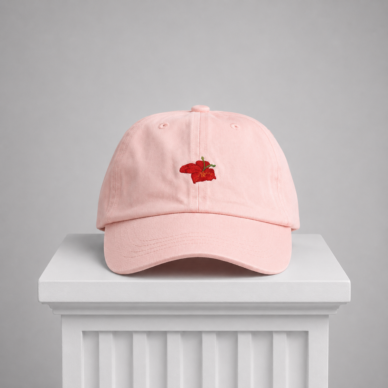 Pink Cap. Flower Embroidered