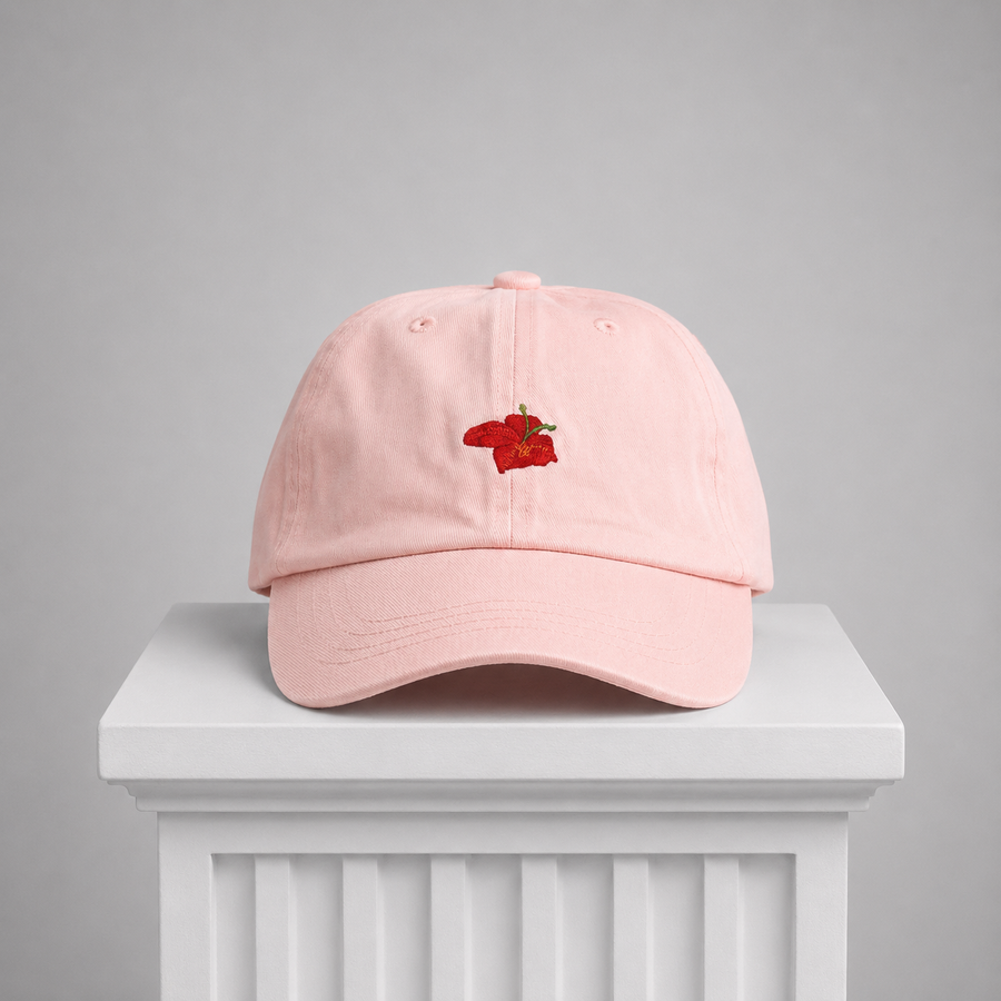 Pink Cap. Flower Embroidered