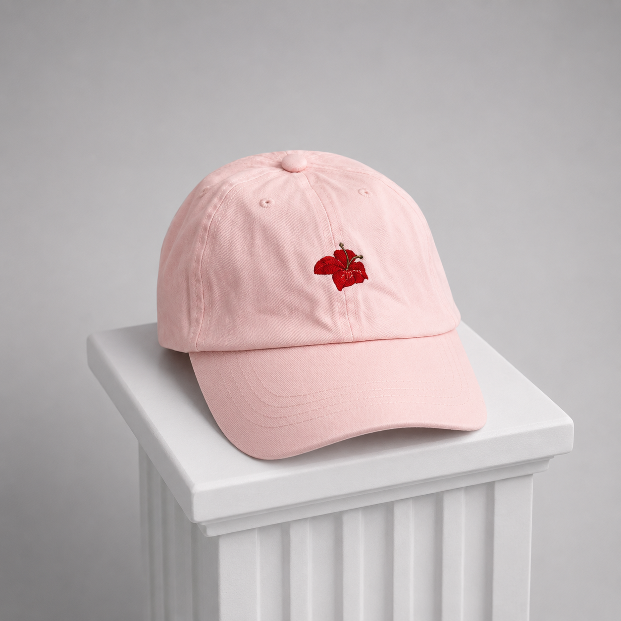 Pink Cap. Flower Embroidered