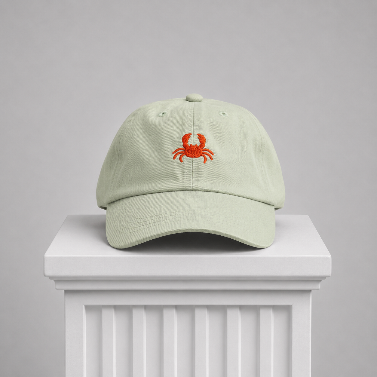 Green Cap. Crab Embroidered