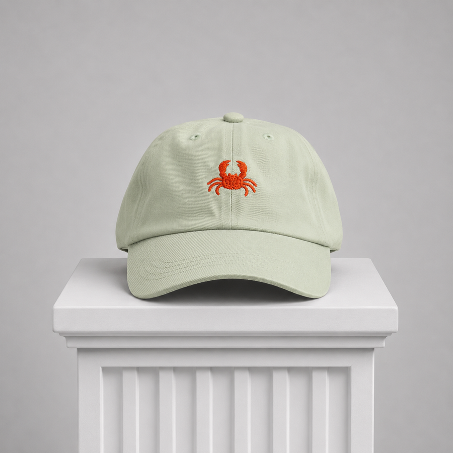 Green Cap. Crab Embroidered