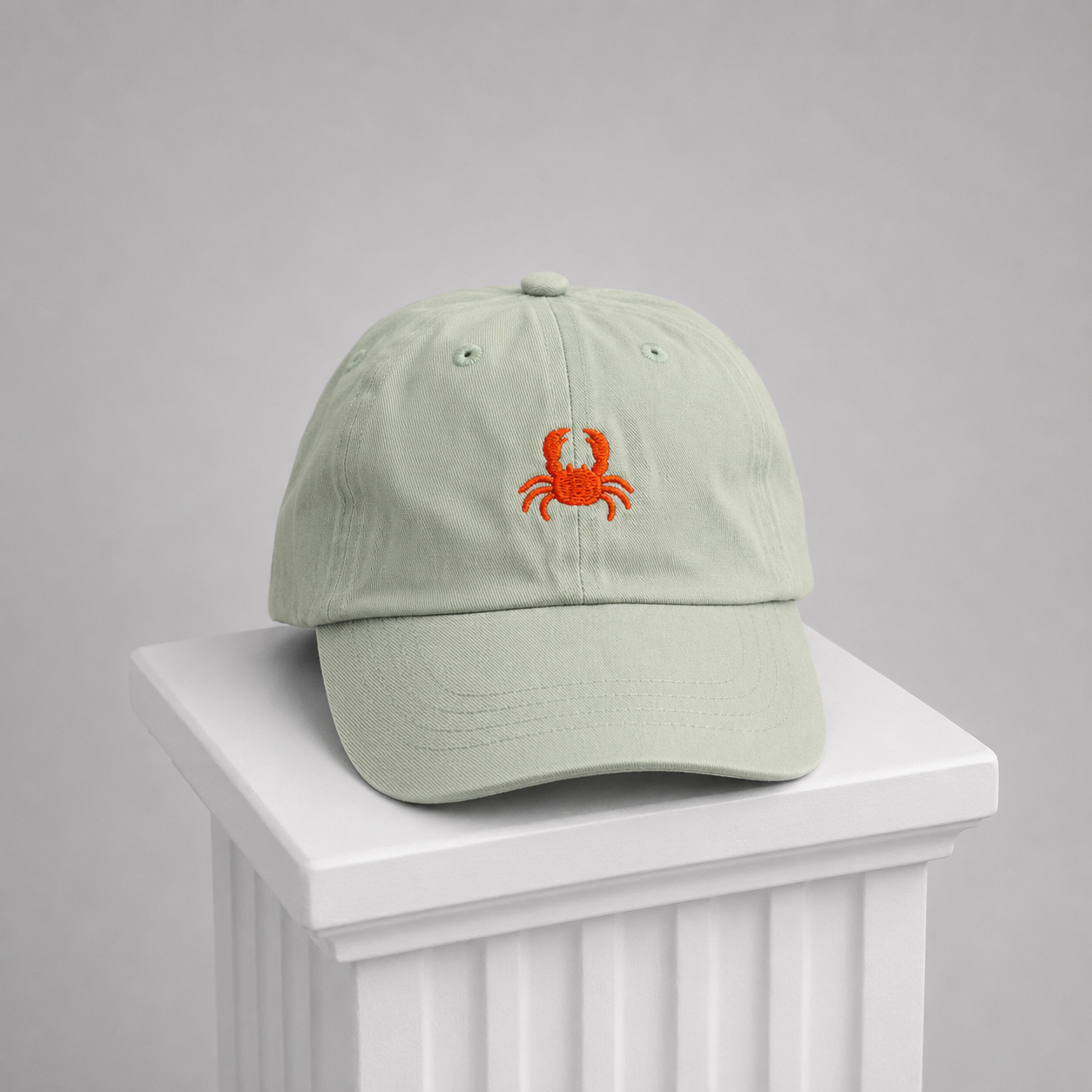 Green Cap. Crab Embroidered