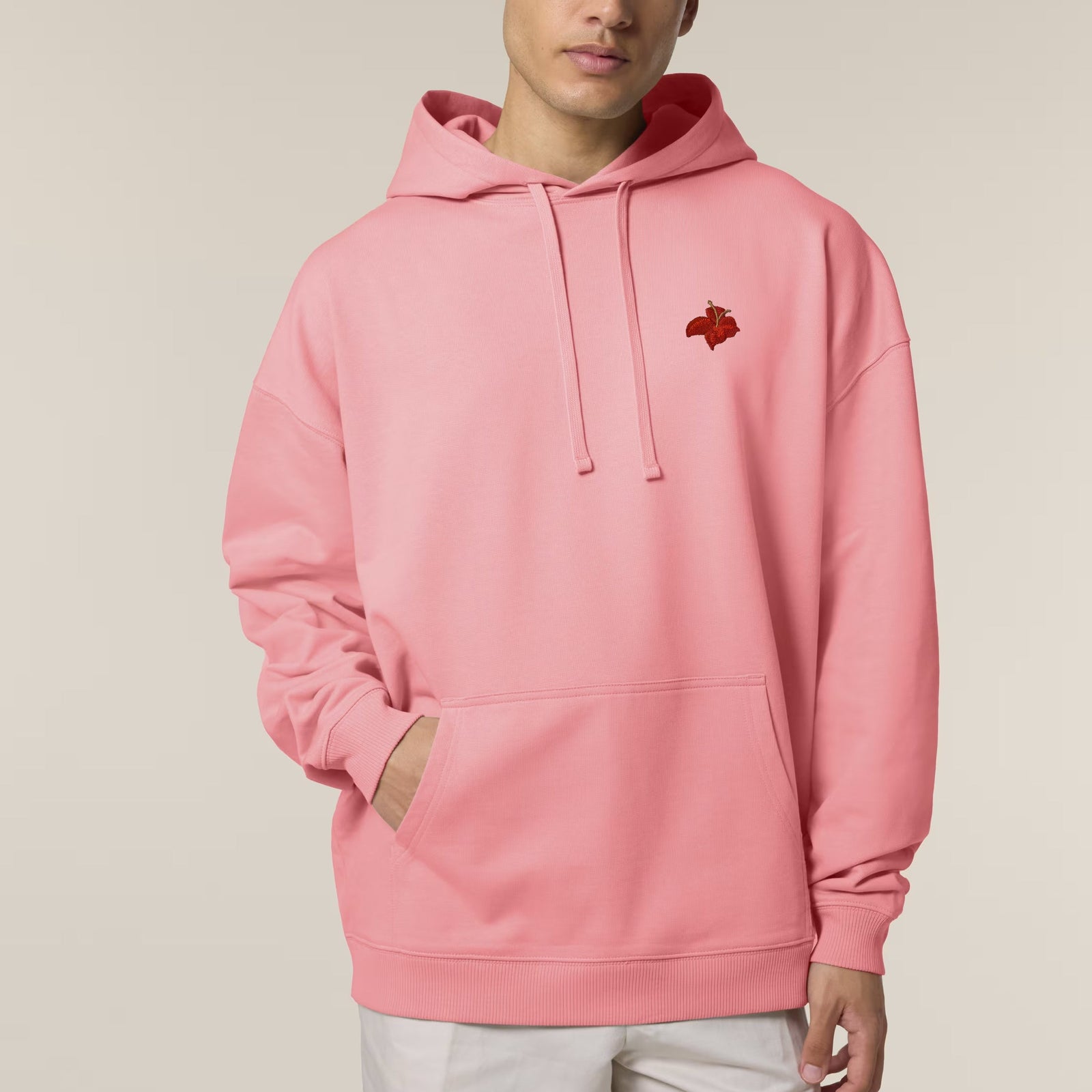 Oversized Hoodie. Embroidered Flower
