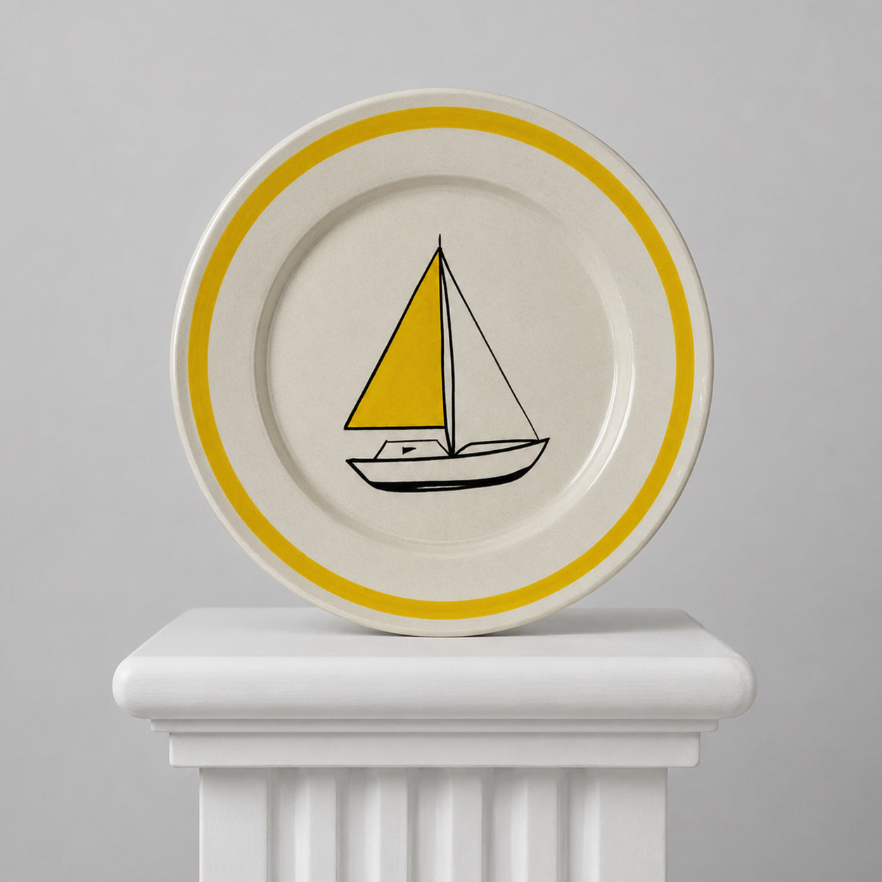 Plate Yellow Sailboat