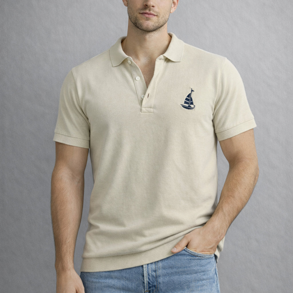 Beige Polo Shirt. Boat 