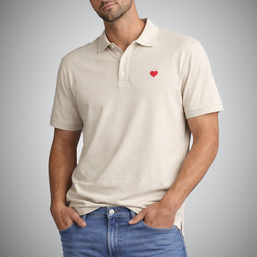 Beige Polo Shirt Beige. Heart